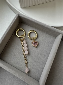 Серьги-Конго розовый кварц, цепочка +подвеска с фианитами (покрытие 24к) l4Z1qorrjFgx3pYtLZUqV1