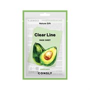 Consly Тканевая маска смягчающая с экстрактом авокадо Clear Line Nature Gift Avocado Mask Sheet (25 мл) shT6TqL2hfV314jyY287h3